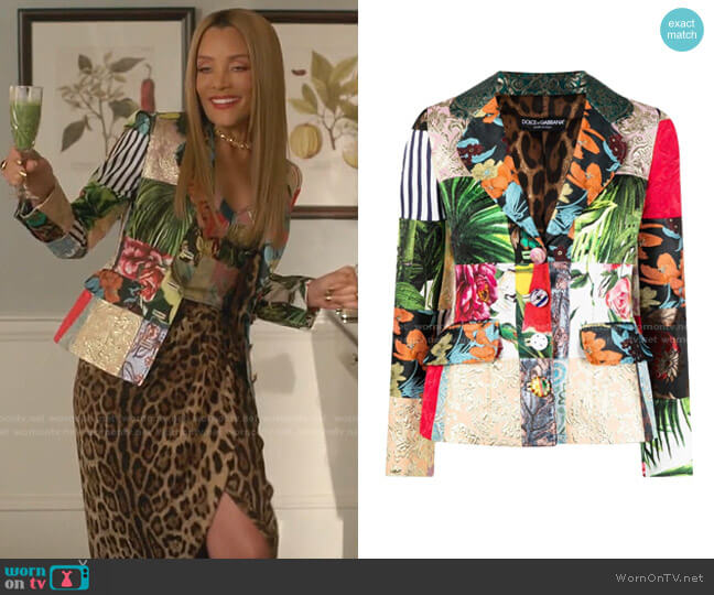 Dolce & Gabbana Dolce Patchwork Blazer worn by Dominique Deveraux (Michael Michele) on Dynasty