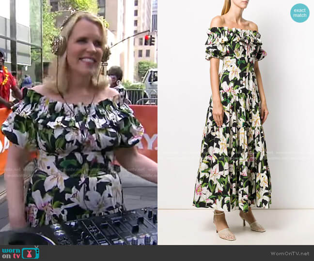 Dolce & Gabbana Floral Print Bardot Maxi Dress