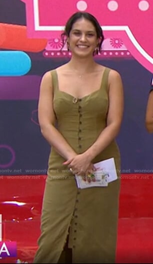 Donna’s khaki button front midi dress on Today