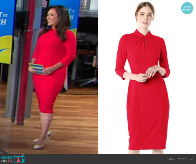 Donna Morgan Twisted Neckline Sheath Dress worn by Nikki Battiste on CBS Mornings