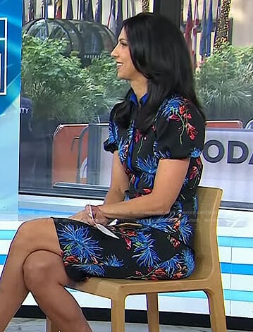 Dr. Natalie Azar’s black floral button up dress on Today
