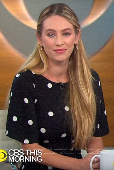 Dylan Penn’s black polka dot dress on CBS This Morning