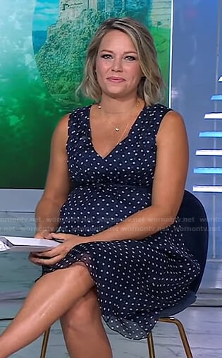 Dylan’s navy polka dot maternity dress on Today