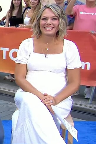 Dylan’s white smocked maternity dress on Today