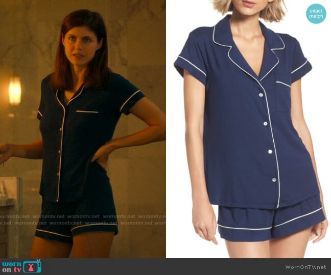 Eberjey Gisele Shorty Pajamas worn by Rachel Patton (Alexandra Daddario) on The White Lotus