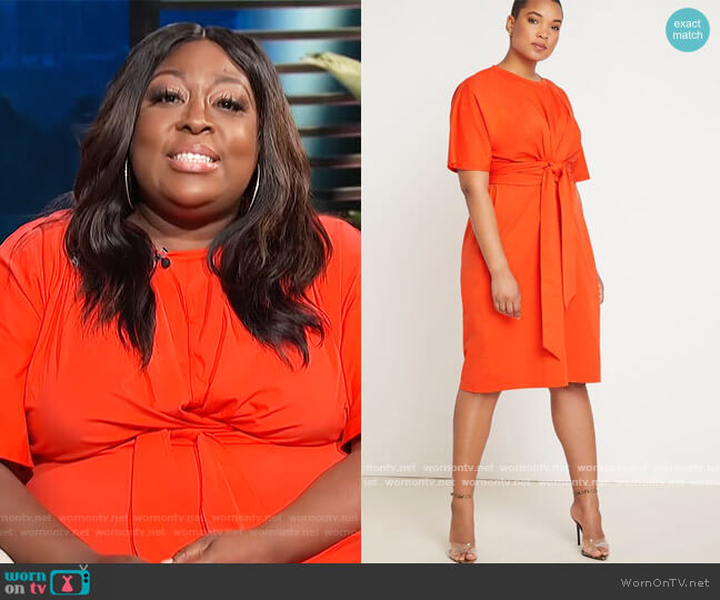 Eloquii Cross Front Flutter Sleeve Dress worn by Loni Love on E! News