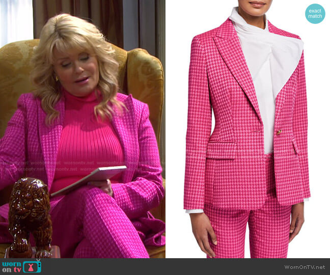 Escada Houndstooth Peak-Lapel Blazer worn by Bonnie Lockhart (Judi Evans) on Days of our Lives
