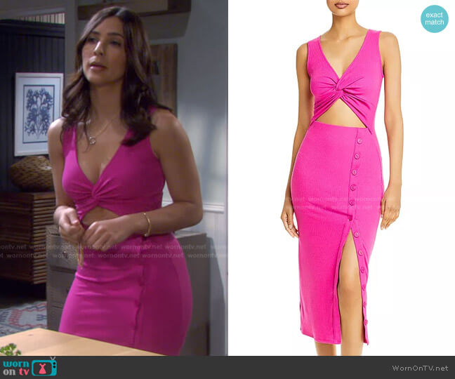 Fore Ribbed Cutout Midi Dress worn by Gabi Hernandez (Camila Banus) on Days of our Lives