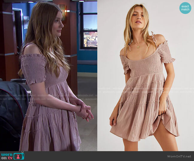 Free People Happy With You Mini Dress worn by Alice Caroline Horton (Lindsay Arnold) on Days of our Lives