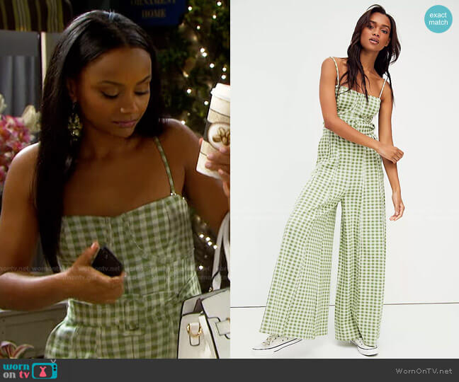 Free People Hold Me Tight Jumpsuit worn by Chanel Dupree (Raven Bowens) on Days of our Lives