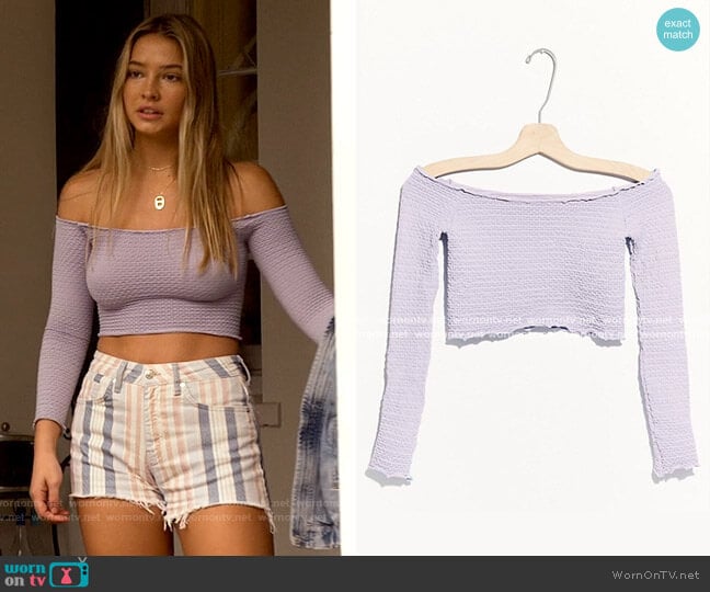 Free People Textured Long Sleeve Crop Top worn by Sarah Cameron (Madelyn Cline) on Outer Banks