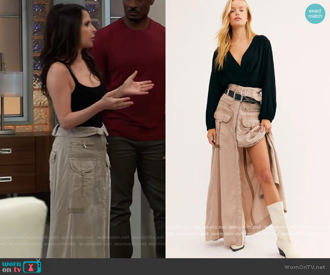 Free People The Feeling of Falling Utility Skirt worn by Sam McCall (Kelly Monaco) on General Hospital