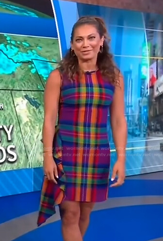 Ginger’s plaid ruffle side dress on Good Morning America