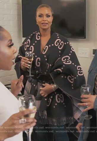 Gizelle’s Gucci logo poncho on The Real Housewives of Potomac