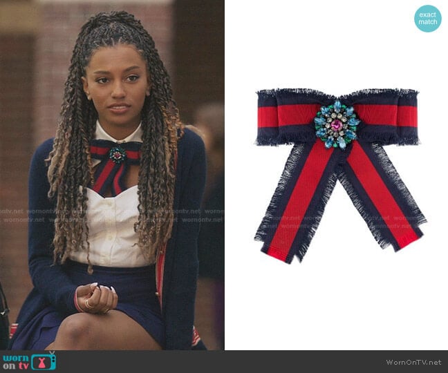 Gucci Web Grosgrain Bow Brooch worn by Monet de Haan (Savannah Lee Smith) on Gossip Girl