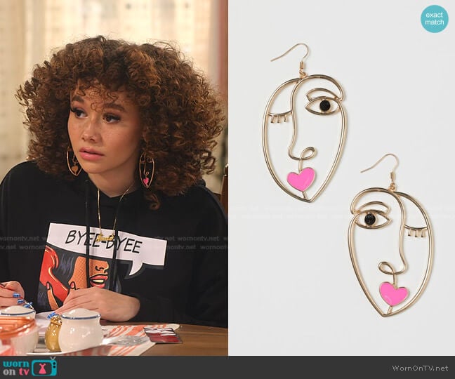 H&M Large Earrings worn by Jade (Talia Jackson) on Family Reunion