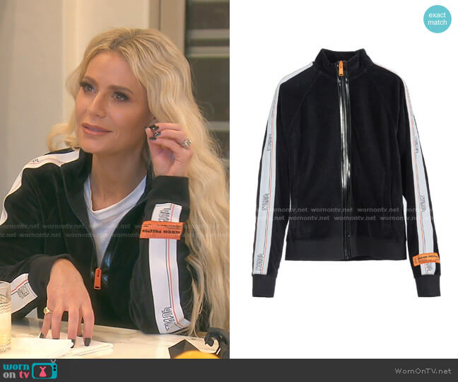 Heron Preston Velvet Tape Track Jacket worn by Dorit Kemsley on The Real Housewives of Beverly Hills