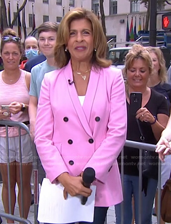 Hoda’s pink double breasted blazer on Today