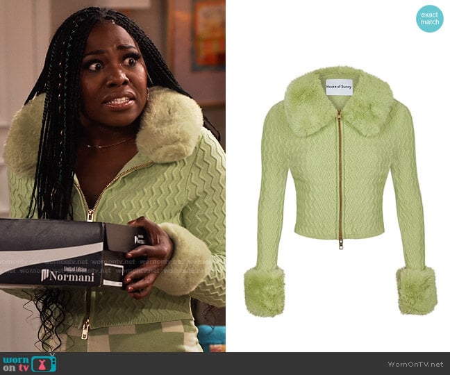 House of Sunny Island Peggy Cardi worn by Harper (Laci Mosley) on iCarly
