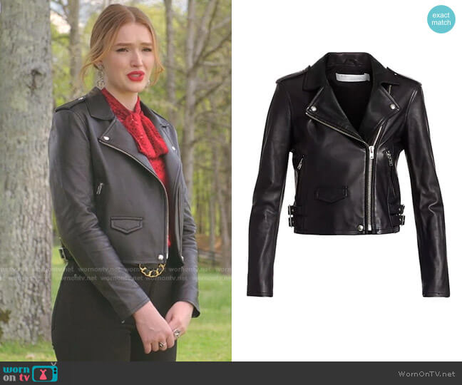 Iro Ashville Leather Moto Jacket worn by Kirby Anders (Maddison Brown) on Dynasty