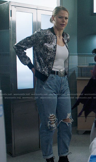 Isobel’s sequin bomber jacket on Roswell New Mexico