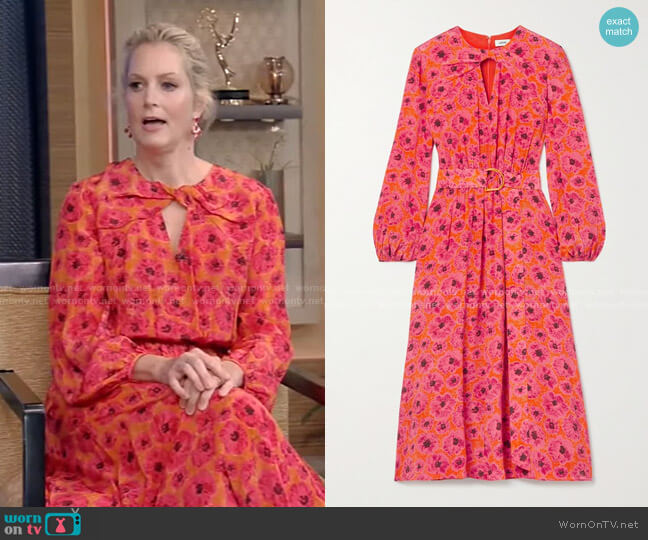 Jason Wu Belted Floral Print Midi Dress