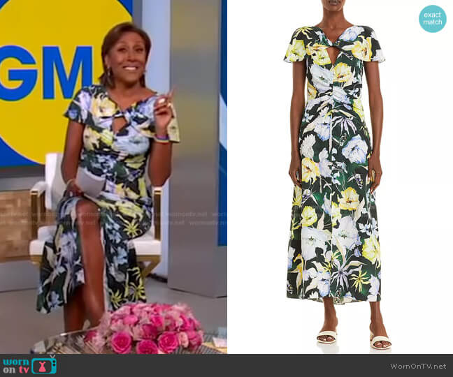 Jason Wu Floral Print Silk Day Dress worn by Robin Roberts on Good Morning America