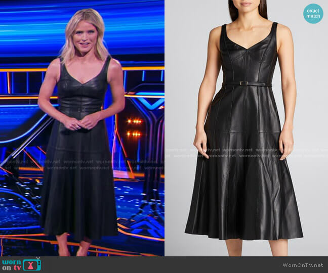 Jason Wu Sleeveless V-Neck Lamb Leather Midi Dress worn by Sara Haines on The Chase