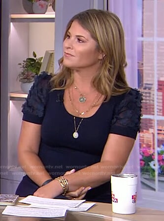 Jenna’s navy floral embellished sleeve dress on Today
