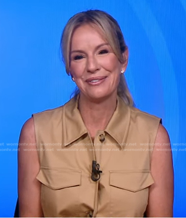 Jennifer’s beige sleeveless shirtdress on Good Morning America
