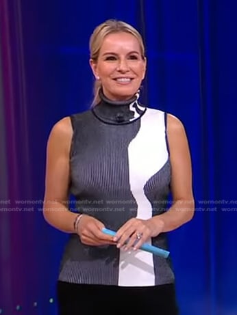 Jennifer’s black and white ribbed turtleneck top on Good Morning America