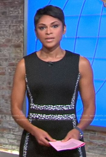 Jericka Duncan’s black spotted stripe dress on CBS This Morning