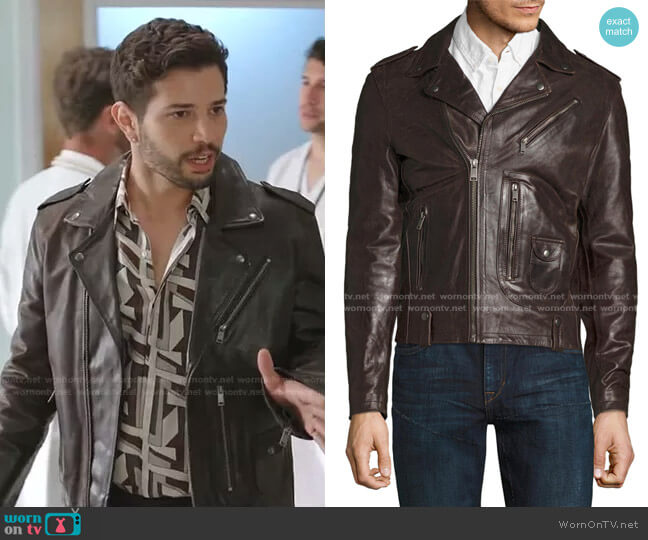 Joe's Jeans Ty Leather Motorcycle Jacket worn by Sam Flores (Rafael de la Fuente) on Dynasty