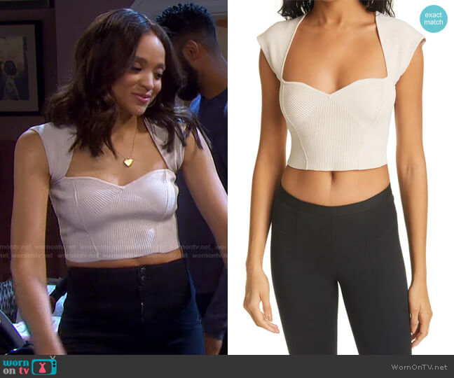 Jonathan Simkhai Abia Rib Crop Sweater worn by Lani Price (Sal Stowers) on Days of our Lives