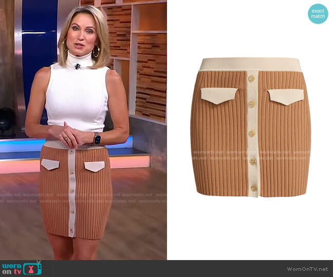 Jonathan Simkhai Heather Rib-Knit Miniskirt worn by Amy Robach on Good Morning America