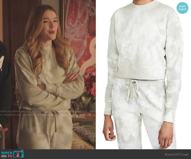 Jonathan Simkhai Tie Dye Cropped Sweatshirt worn by Kirby Anders (Maddison Brown) on Dynasty
