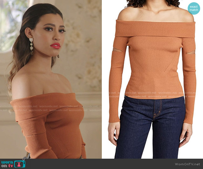 Jonathan Simkhai Zayla Compact Off-The-Shoulder Sweater