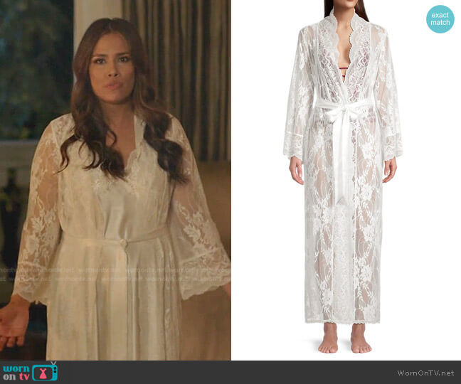 Jonquil Collette Lace Longline Robe worn by Cristal Jennings (Daniella Alonso) on Dynasty