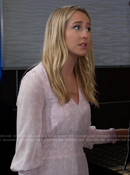 Josslyn’s pink floral smocked mini dress on General Hospital