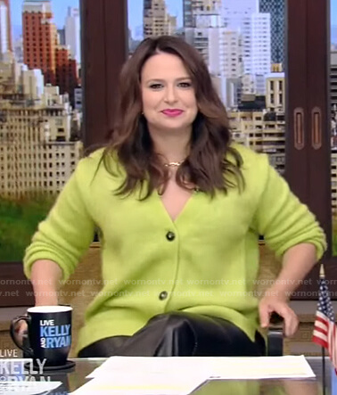 Katie Lowes’s lime cardigan on Live with Kelly and Ryan