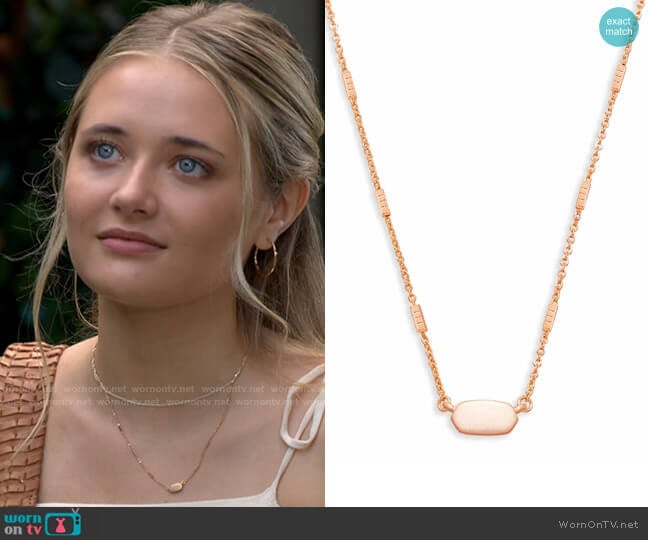 Kendra Scott Fern Necklace in Rose Gold worn by Faith Newman (Reylynn Caster) on The Young and the Restless
