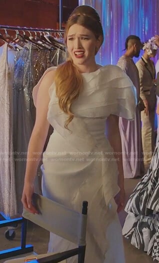 Kirby’s white ruffle gown on Dynasty