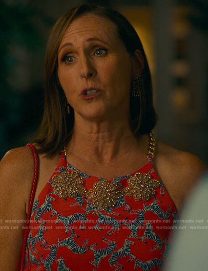 Kitty’s red zebra print dress on The White Lotus