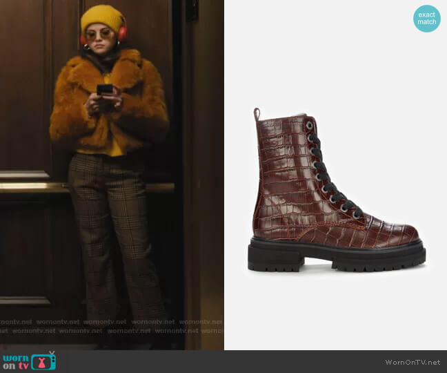 Kurt Geiger Siva Croc Print Leather Lace Up Boots worn by Mabel Mora (Selena Gomez) on Only Murders in the Building