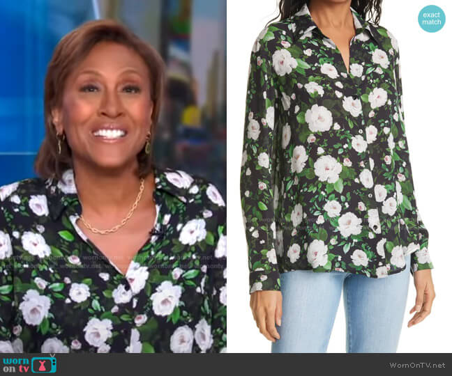 L'Agence Nina Floral Blouse worn by Robin Roberts on Good Morning America