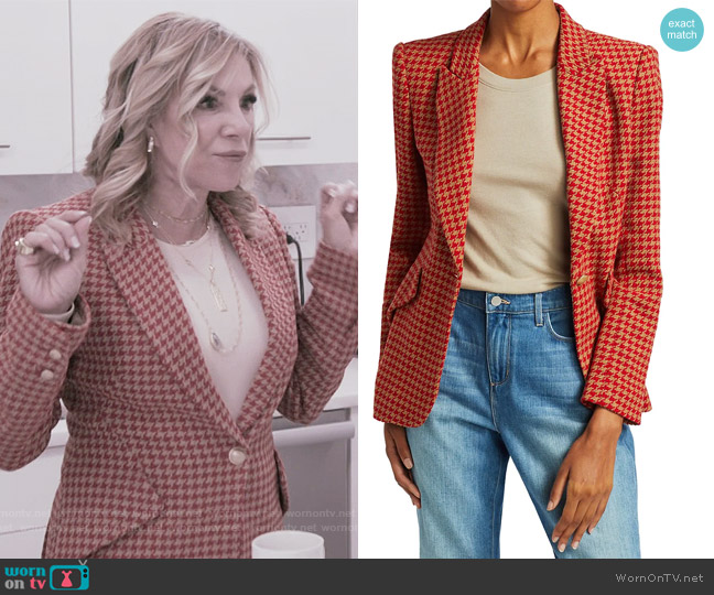 L'Agence Chamberlain Houndstooth Blazer worn by Ramona Singer on The Real Housewives of New York City