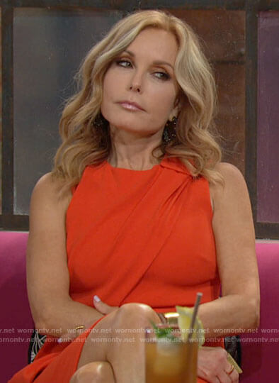 Lauren’s red draped front dress on The Young and the Restless