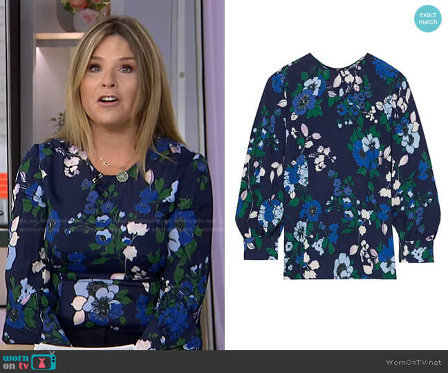 Lela Rose Floral-Print crepe Blouse worn by Jenna Bush Hager on Today