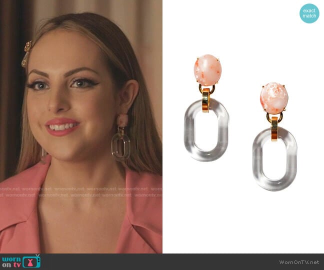 Lele Sadoughi Club Link Drop Earrings worn by Fallon Carrington (Elizabeth Gillies) on Dynasty