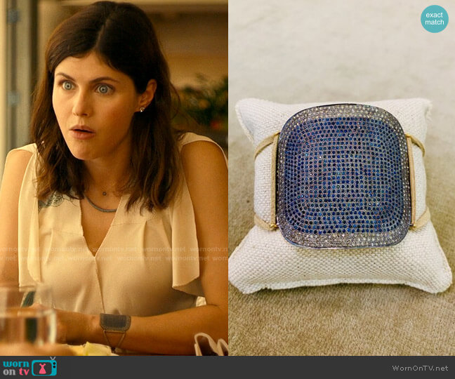 Lera Jewels Large Square Cuff worn by Rachel Patton (Alexandra Daddario) on The White Lotus